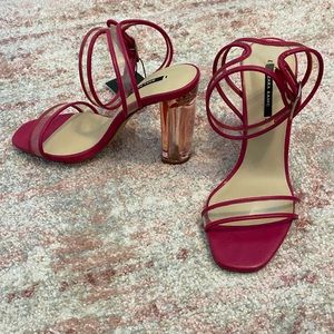 Pink Clear Block Heels